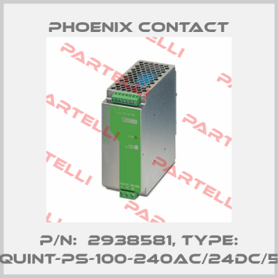 P/N:  2938581, Type: QUINT-PS-100-240AC/24DC/5 Phoenix Contact