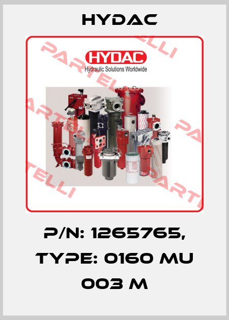 P/N: 1265765, Type: 0160 MU 003 M Hydac