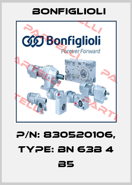 P/N: 830520106, Type: BN 63B 4 B5 Bonfiglioli