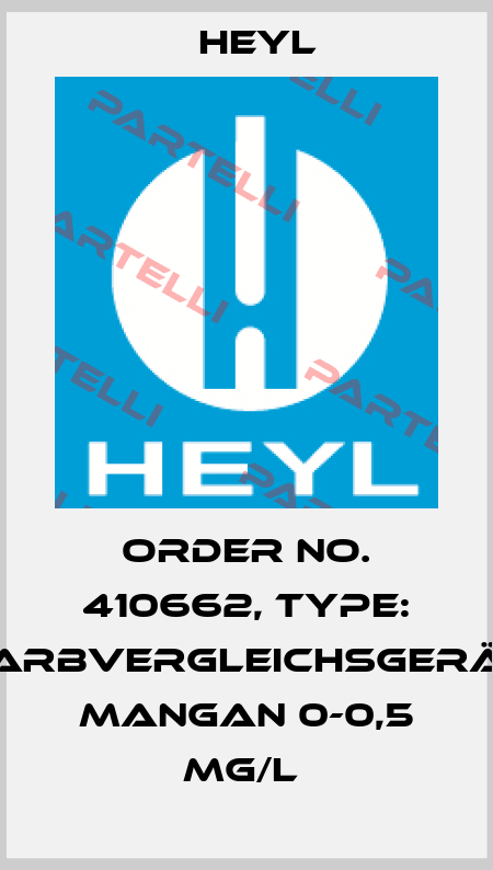 Order No. 410662, Type: Farbvergleichsgerät Mangan 0-0,5 mg/l  Heyl