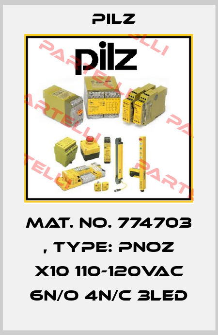 Mat. No. 774703 , Type: PNOZ X10 110-120VAC 6n/o 4n/c 3LED Pilz