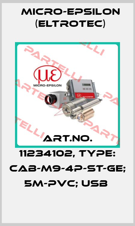 Art.No. 11234102, Type: CAB-M9-4P-St-ge; 5m-PVC; USB  Micro-Epsilon (Eltrotec)