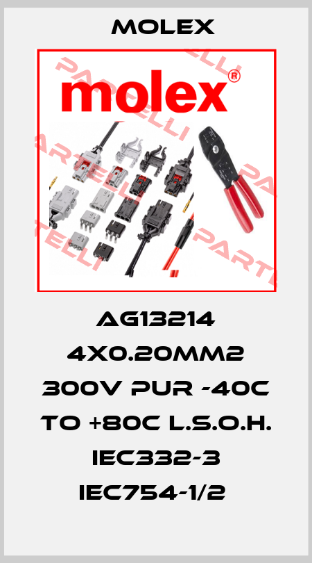 AG13214 4X0.20MM2 300V PUR -40C TO +80C L.S.O.H. IEC332-3 IEC754-1/2  Molex