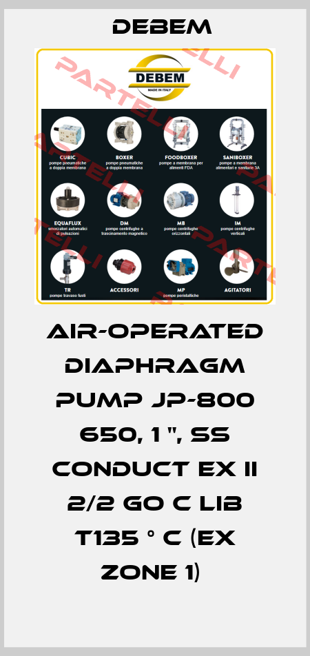 AIR-OPERATED DIAPHRAGM PUMP JP-800 650, 1 ", SS CONDUCT EX II 2/2 GO C LIB T135 ° C (EX ZONE 1)  Debem