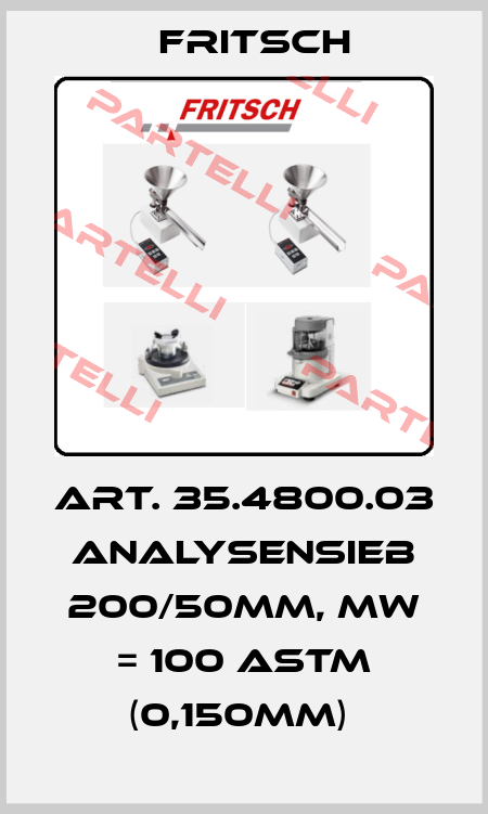 ART. 35.4800.03        ANALYSENSIEB 200/50MM, MW = 100 ASTM (0,150MM)  Fritsch