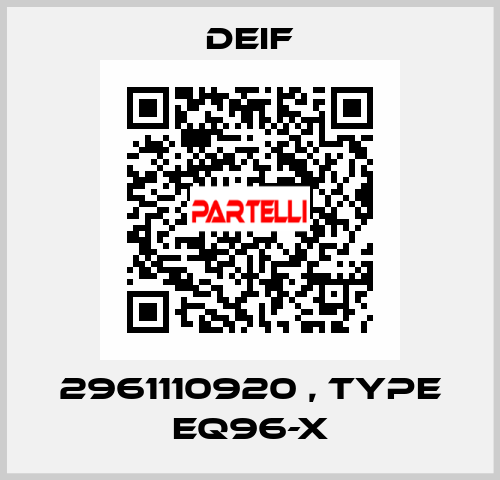2961110920 , type EQ96-X Deif