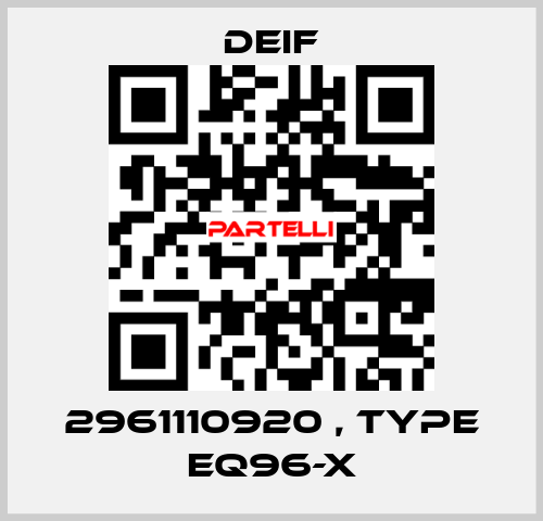 2961110920 , type EQ96-X Deif