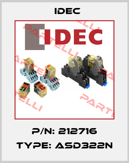 P/N: 212716 Type: ASD322N Idec