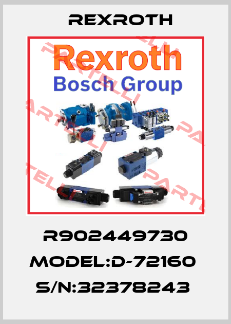 R902449730 MODEL:D-72160  S/N:32378243  Rexroth