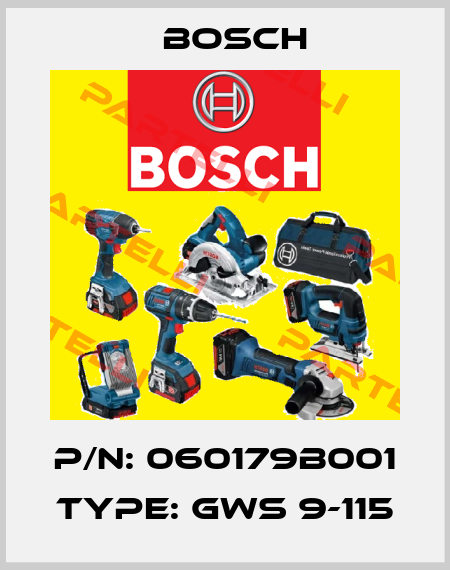 P/N: 060179B001 Type: GWS 9-115 Bosch