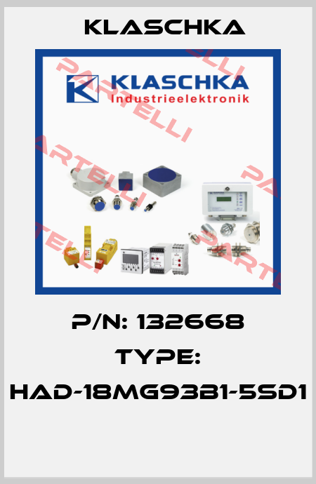 P/N: 132668 Type: HAD-18mg93b1-5Sd1  Klaschka