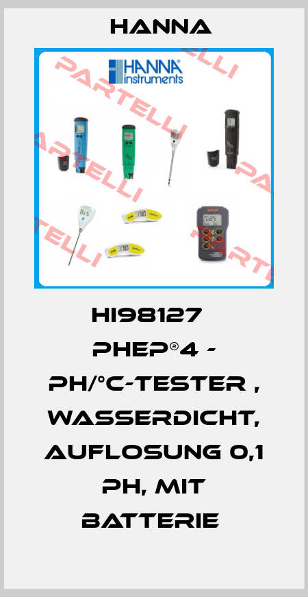 HI98127   PHEP®4 - PH/°C-TESTER , WASSERDICHT, AUFLOSUNG 0,1 PH, MIT BATTERIE  Hanna