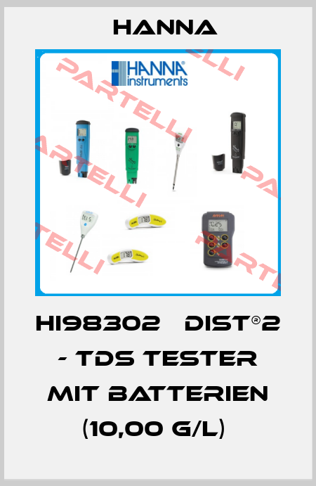 HI98302   DIST®2 - TDS TESTER MIT BATTERIEN (10,00 G/L)  Hanna