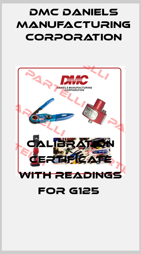 Calibration Certificate with readings for G125  Dmc Daniels Manufacturing Corporation