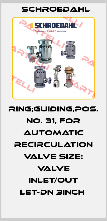 RING;GUIDING,POS. NO. 31, FOR AUTOMATIC RECIRCULATION VALVE SIZE: VALVE INLET/OUT LET-DN 3INCH  Schroedahl