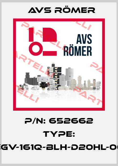 P/N: 652662 Type: EGV-161Q-BLH-D20HL-00 Avs Römer