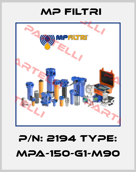 P/N: 2194 Type: MPA-150-G1-M90 MP Filtri