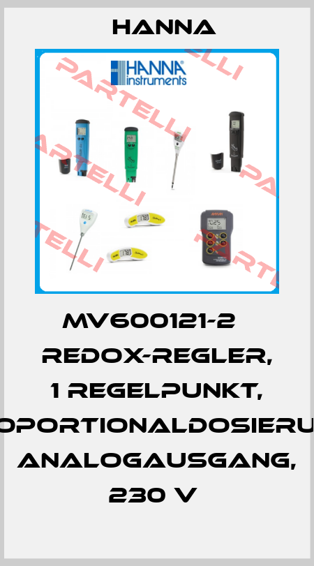 MV600121-2   REDOX-REGLER, 1 REGELPUNKT, PROPORTIONALDOSIERUNG, ANALOGAUSGANG, 230 V  Hanna