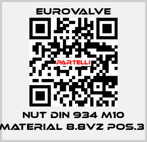 NUT DIN 934 M10 MATERIAL 8.8VZ POS.3  Eurovalve