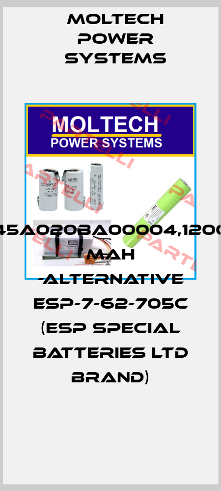 45A020BA00004,1200 mAh -ALTERNATIVE ESP-7-62-705C (ESP Special Batteries Ltd BRAND) Moltech Power Systems