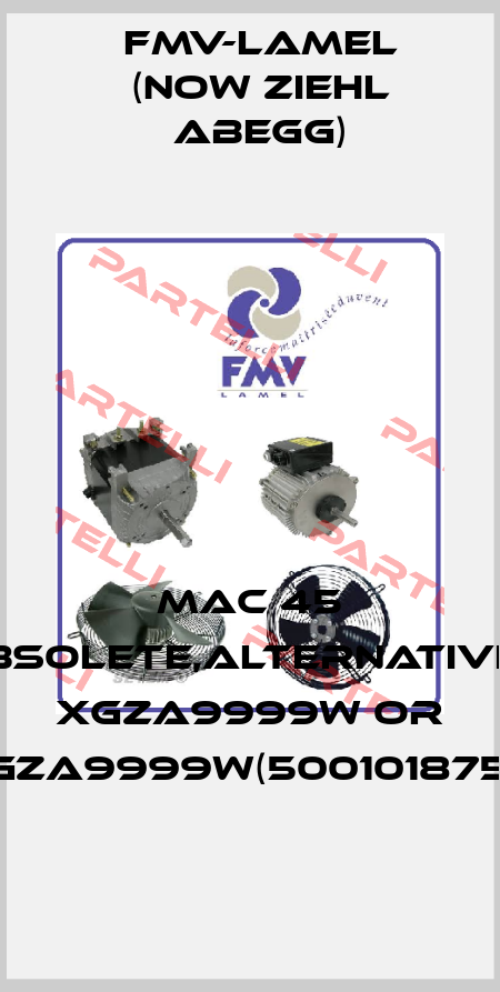 MAC 45 obsolete,alternatives XGZA9999W or XGZA9999W(5001018755) FMV-Lamel (now Ziehl Abegg)