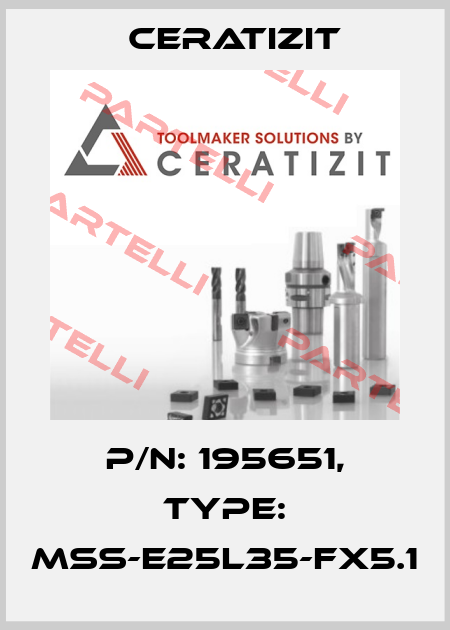 P/N: 195651, Type: MSS-E25L35-FX5.1 Ceratizit