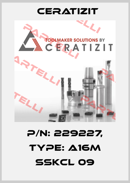 P/N: 229227, Type: A16M SSKCL 09 Ceratizit