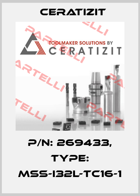P/N: 269433, Type: MSS-I32L-TC16-1 Ceratizit