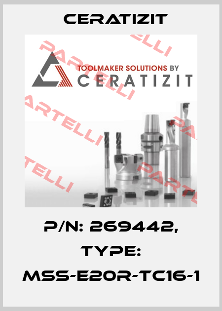 P/N: 269442, Type: MSS-E20R-TC16-1 Ceratizit