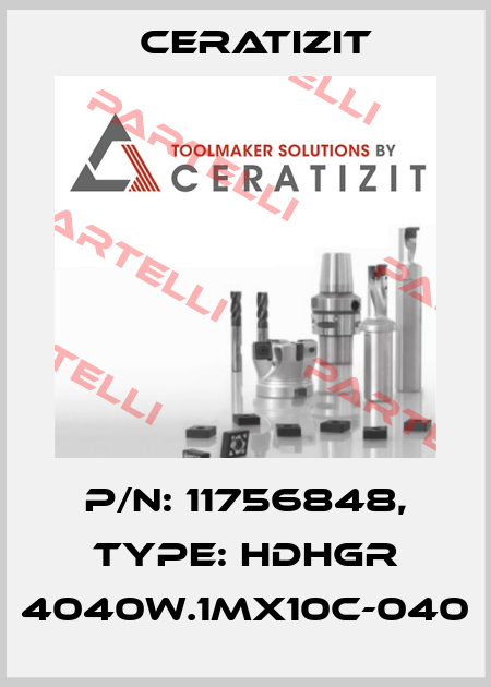 P/N: 11756848, Type: HDHGR 4040W.1MX10C-040 Ceratizit