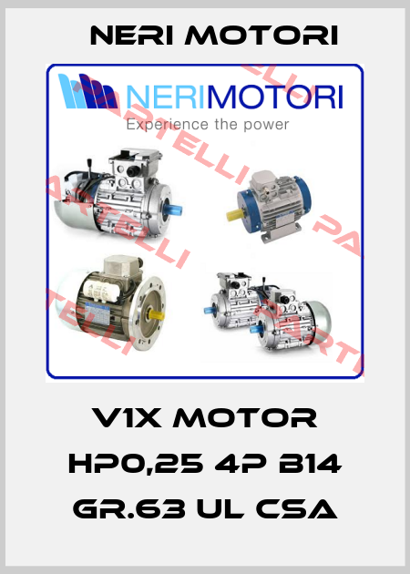 V1X MOTOR HP0,25 4P B14 GR.63 UL CSA Neri Motori