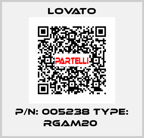 P/N: 005238 Type: RGAM20  Lovato