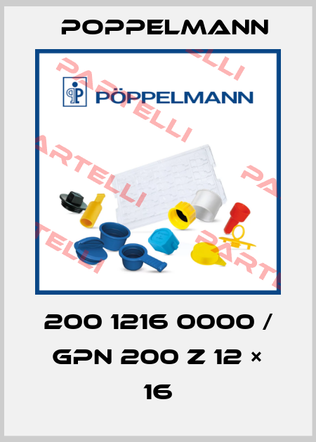 200 1216 0000 / GPN 200 Z 12 × 16 Poppelmann