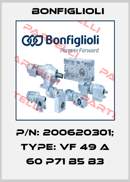 p/n: 200620301; Type: VF 49 A 60 P71 B5 B3 Bonfiglioli