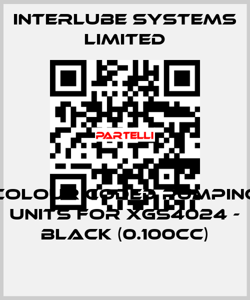 Colour coded pumping units for XGS4024 - Black (0.100cc) Interlube Systems Limited