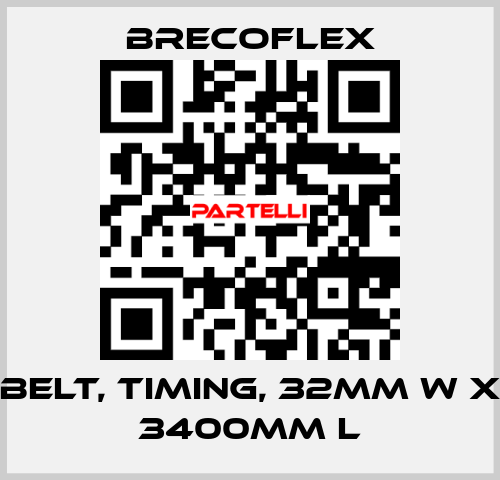BELT, TIMING, 32MM W X 3400MM L Brecoflex