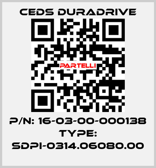 p/n: 16-03-00-000138 type: SDPI-0314.06080.00 Ceds Duradrive