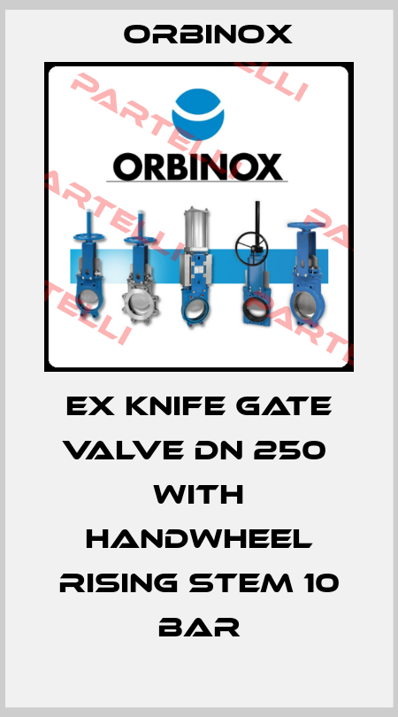 EX KNIFE GATE VALVE DN 250  WITH HANDWHEEL RISING STEM 10 BAR Orbinox