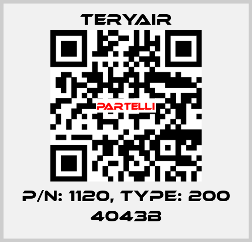 P/N: 1120, Type: 200 4043B TERYAIR