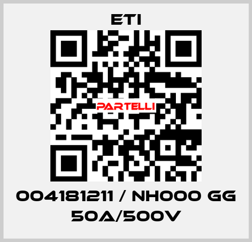 004181211 / NH000 gG 50A/500V Eti