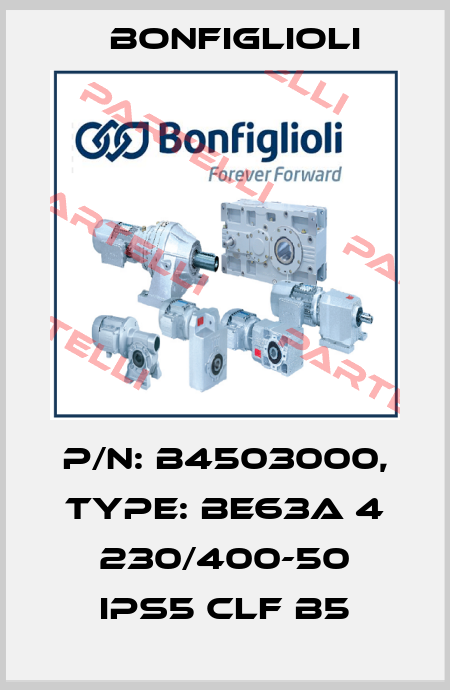P/N: B4503000, Type: BE63A 4 230/400-50 IPS5 CLF B5 Bonfiglioli
