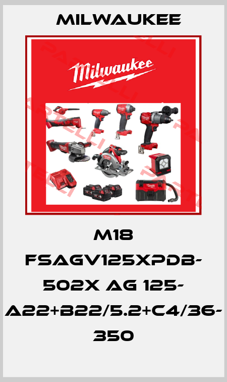 M18 FSAGV125XPDB- 502X AG 125- A22+B22/5.2+C4/36- 350 Milwaukee