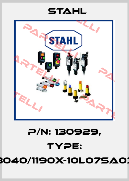 P/N: 130929, Type: 8040/1190X-10L07SA03 Stahl