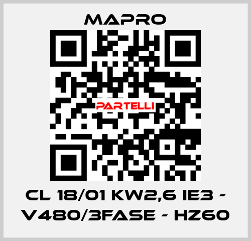 CL 18/01 kW2,6 IE3 - V480/3fase - Hz60 Mapro