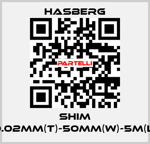 SHIM 0.02MM(T)-50MM(W)-5M(L) Hasberg