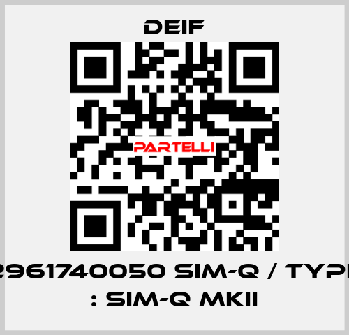 2961740050 SIM-Q / Type : SIM-Q MKII Deif