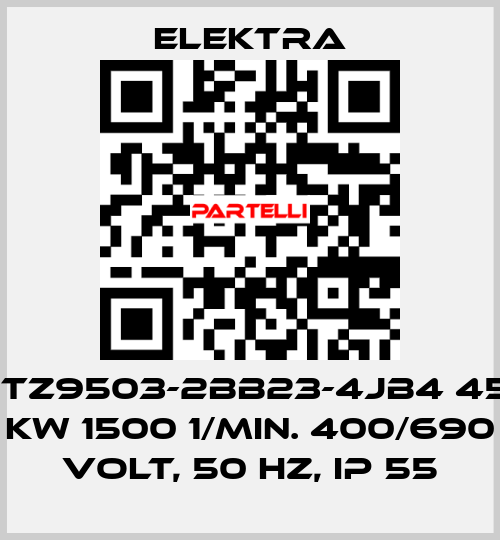 1TZ9503-2BB23-4JB4 45 kW 1500 1/min. 400/690 Volt, 50 Hz, IP 55 ELEKTRA