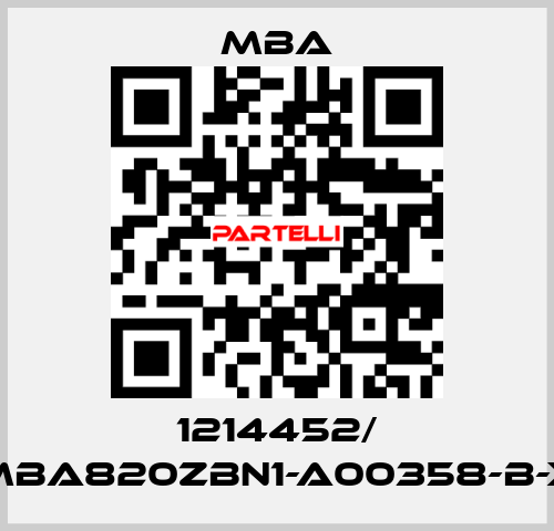 1214452/ MBA820ZBN1-A00358-B-X MBA