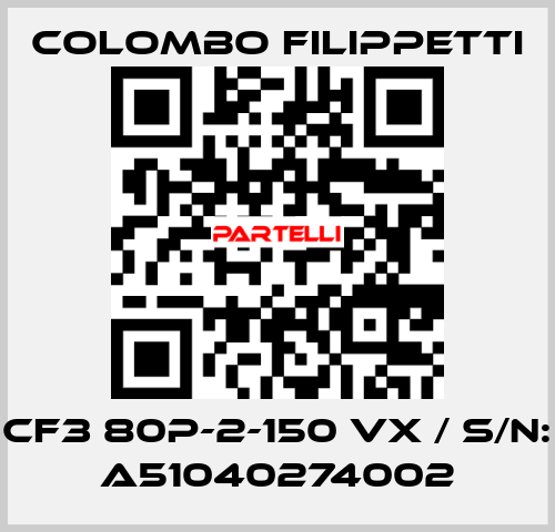 CF3 80P-2-150 VX / S/N: A51040274002 Colombo Filippetti