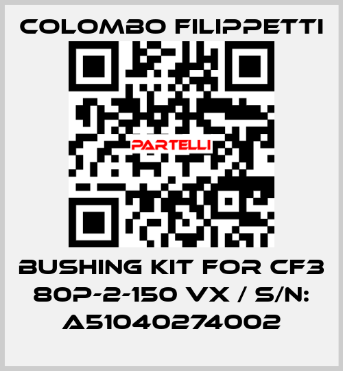 BUSHING KIT FOR CF3 80P-2-150 VX / S/N: A51040274002 Colombo Filippetti